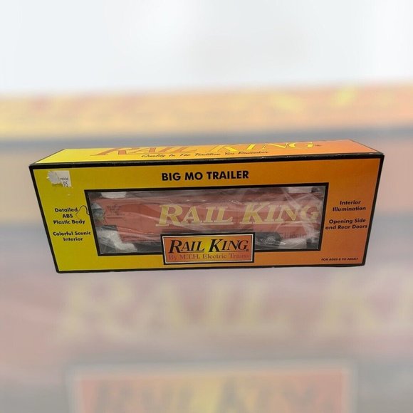Rail King MTH 30-5004, Big Mo Trailer w/ Lighting/ Opening Side Doors, NIB - Picture 4 of 16